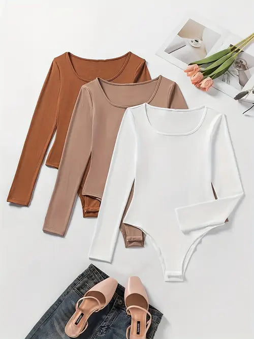 3-pack casual bodysuits met lange mouwen voor dames