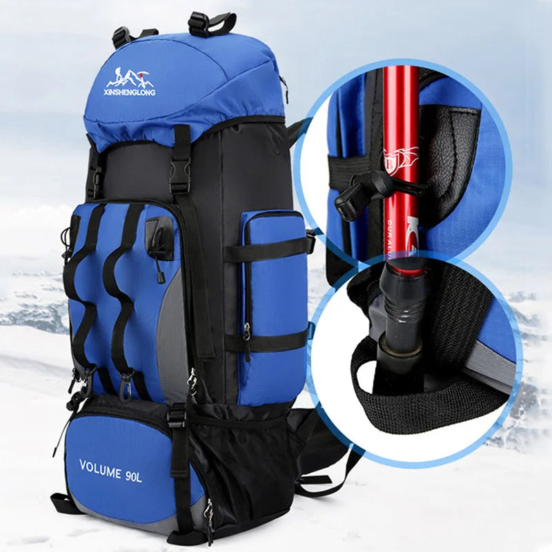 90L waterdichte kampeer- en wandelrugzak