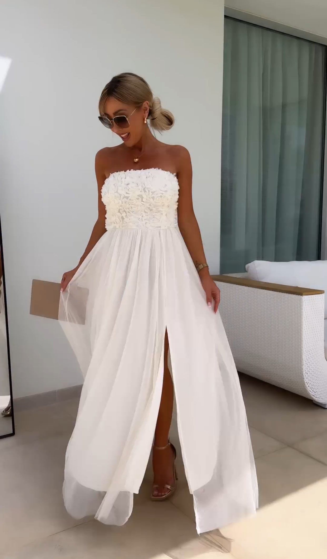Straploze Maxi Jurk met Kant