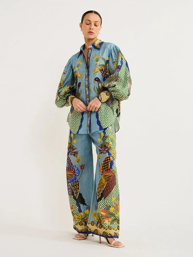 Patroon Shirt en Broek Set