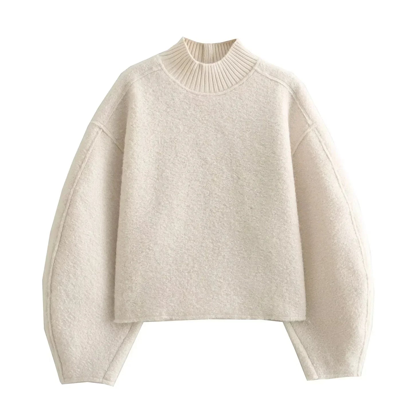 Luxe Textuur Trui met halve Col