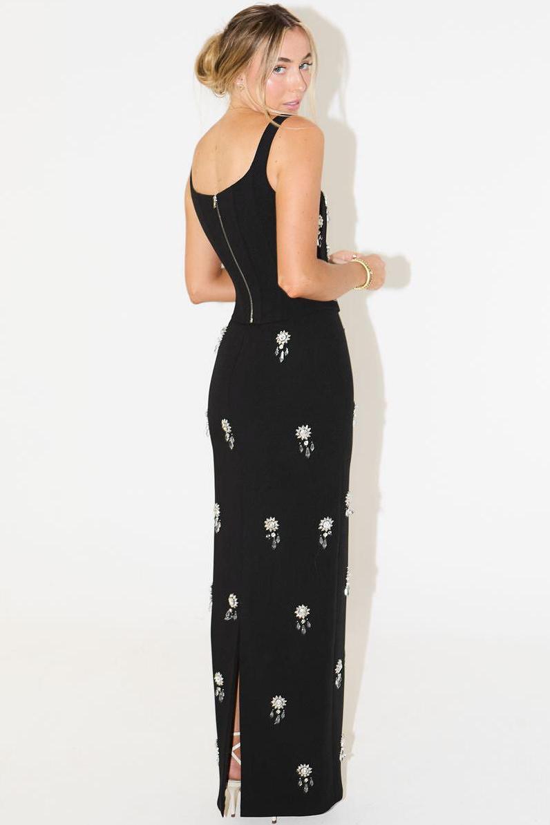 Geborduurde Bloemen Maxi Jurk