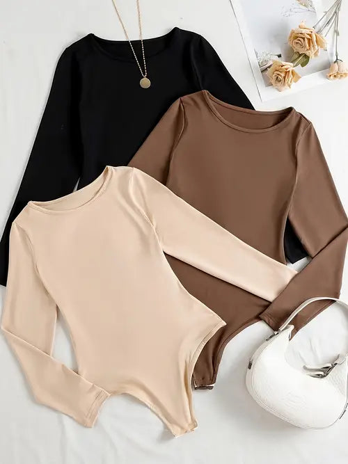 3-pack casual bodysuits met lange mouwen voor dames
