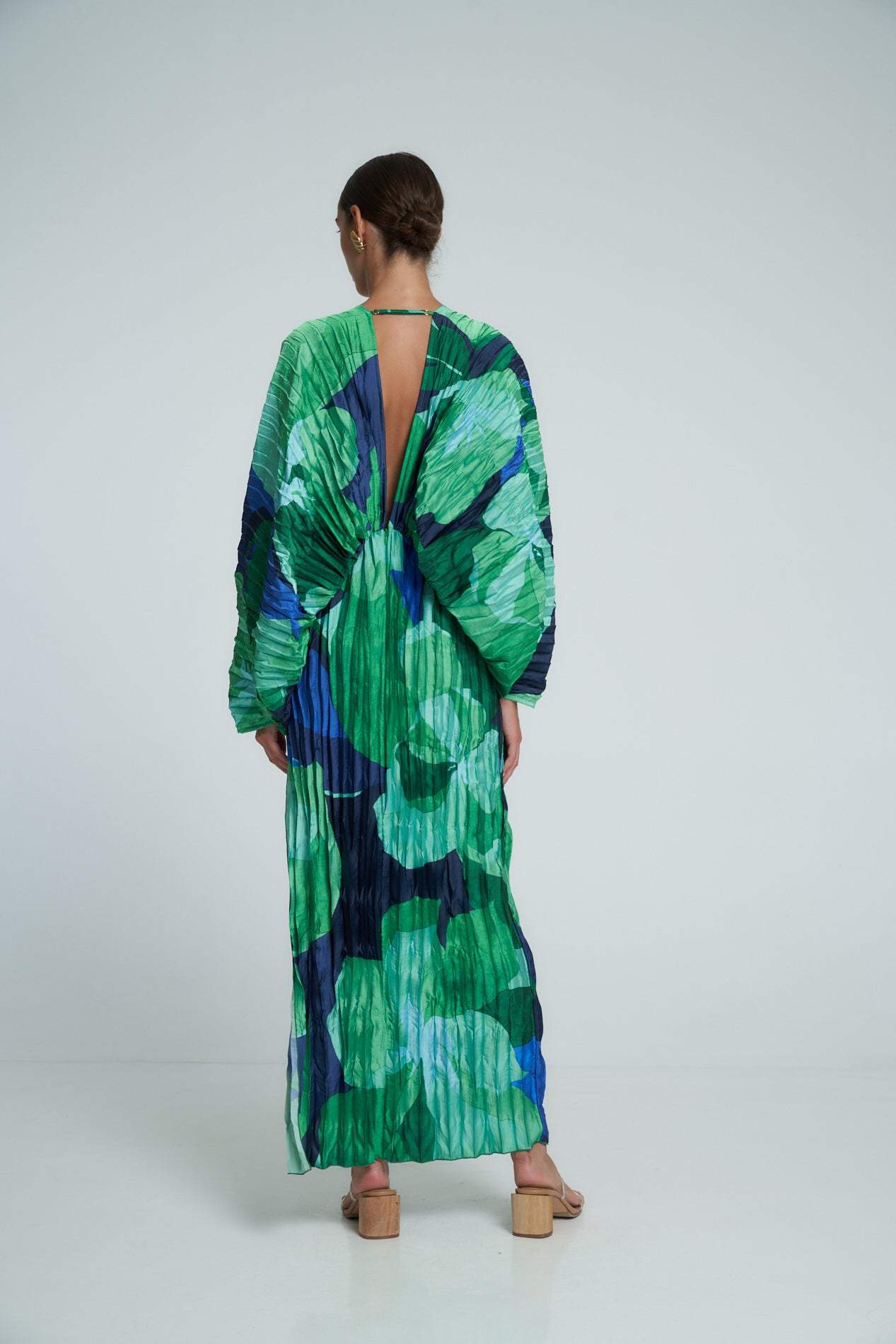 Geplooide V-hals Maxi Jurk