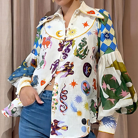 Zomerse Blouse met Pofmouwen