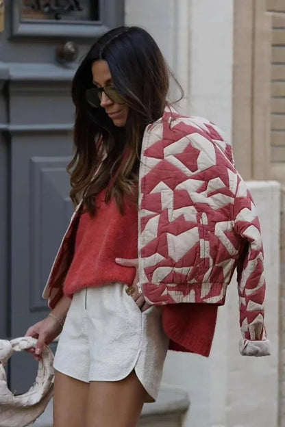 Jas met Abstracte Print en Rits