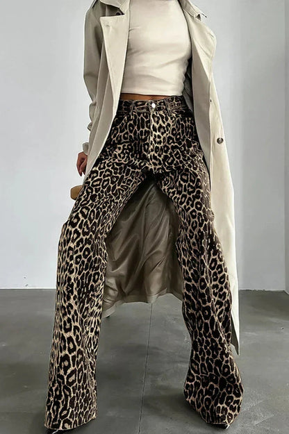 Flared broek met dierenprint