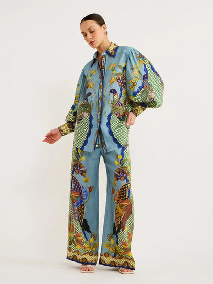 Patroon Shirt en Broek Set
