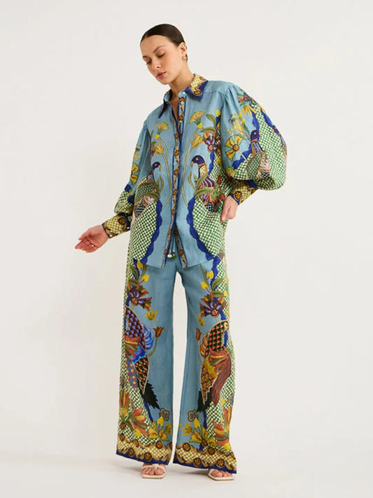 Patroon Shirt en Broek Set
