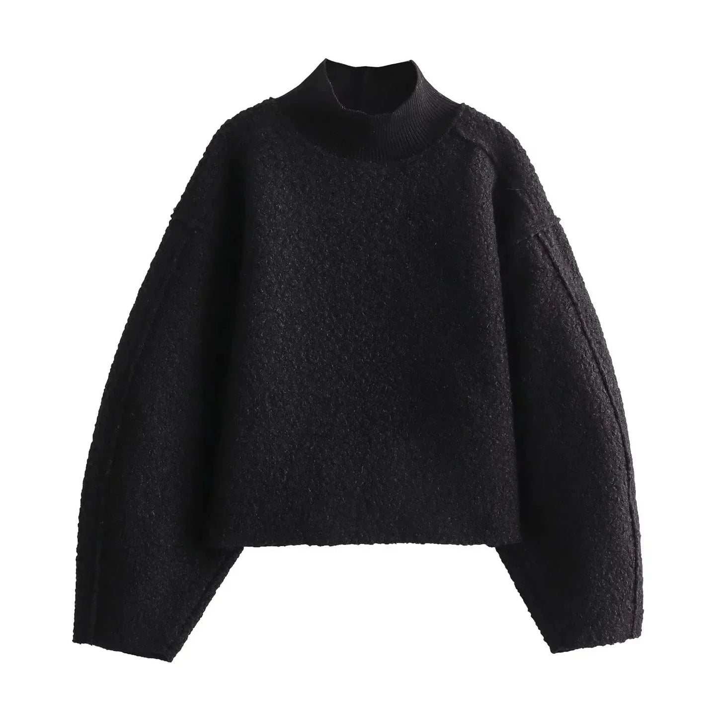 Luxe Textuur Trui met halve Col