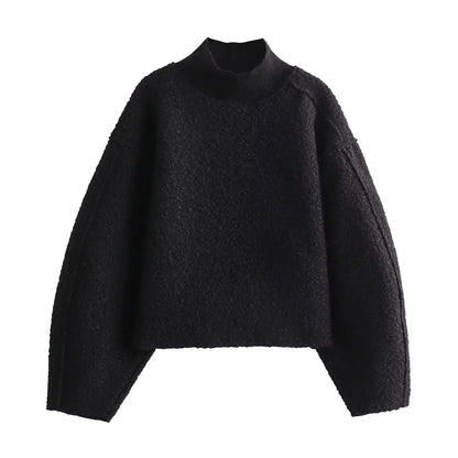 Luxe Textuur Trui met halve Col