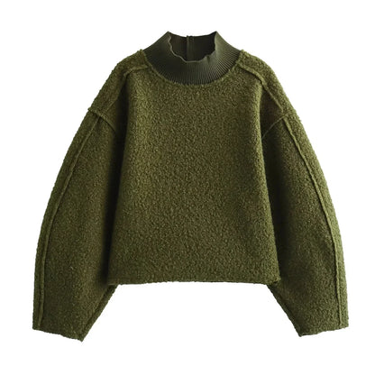 Luxe Textuur Trui met halve Col