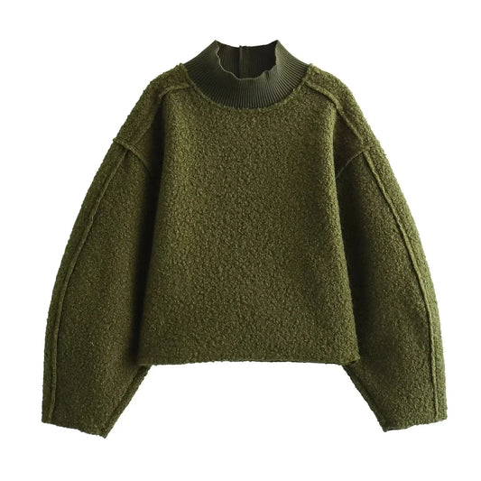 Luxe Textuur Trui met halve Col