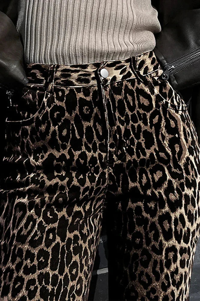 Flared broek met dierenprint