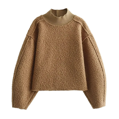 Luxe Textuur Trui met halve Col