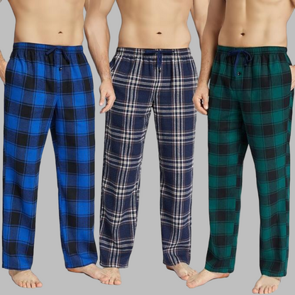 3-pack flanellen pyjamabroeken voor heren