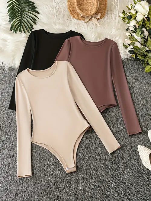 3-pack casual bodysuits met lange mouwen voor dames